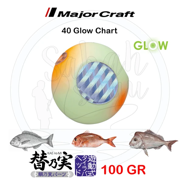 Major Craft TM-Head Slider Tai Rubber Jig 100gr #40 Glow Chart ürün görseli 1