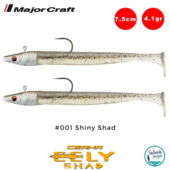 Major Craft Ceana Eely Shad CES-75 7.5cm 4.1gr Silikon Balık #001 Shiny Shad ürün görseli 1