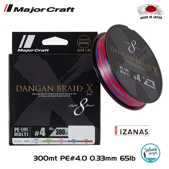 Major Craft Dangan Braid X 8X İp Misina PE 4.0 0.33mm 65lb/29.5kg 300mt Multi ürün görseli 1