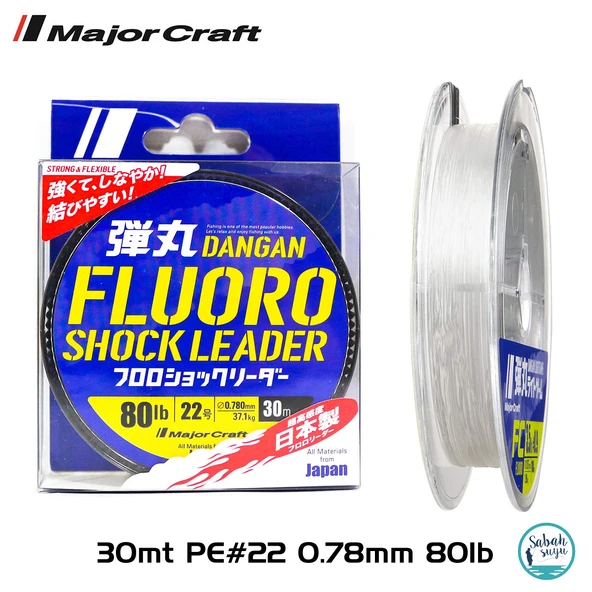 Major Craft Dangan FC Shock Leader DFL PE 22 0.78mm 80Lb/36.2kg 30mt ürün görseli 1
