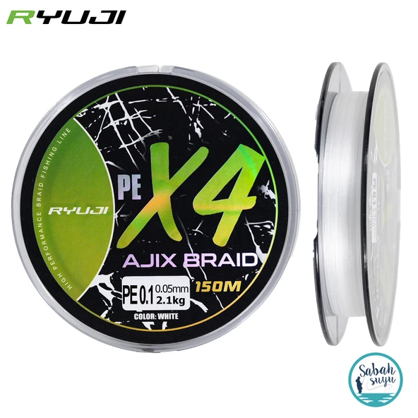 Ryuji Ajix X4 İp Misina 150mt PE 0.1 0.05mm 2.1kg Beyaz ürün görseli 1
