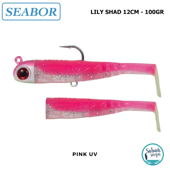 Seabor Lily Shad Silikon Balık 100gr 12cm Combo (2+1) Pink UV ürün görseli 1