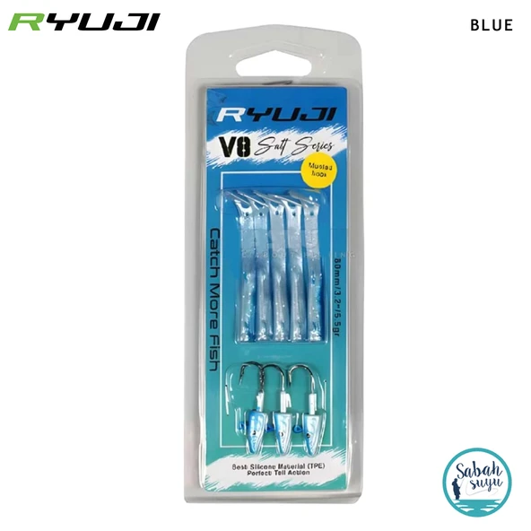 Ryuji V8 8cm 5.5gr Silikon Yem Set (3+5) Blue ürün görseli 1