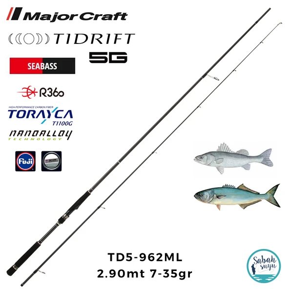 Major Craft Tidrift 5G TD5-962ML Seabass 2.90mt 7-35gr (2P) Spin Kamış ürün görseli 1