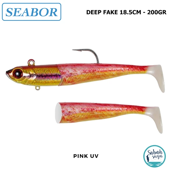 Seabor Deep Fake Silikon Balık 200gr 18.5cm Combo (2+1) Pink UV ürün görseli 1