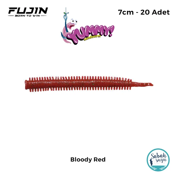 Fujin Yummy Sandworm LRF Silikon 7 cm Bloody Red (20 Adet) ürün görseli 1