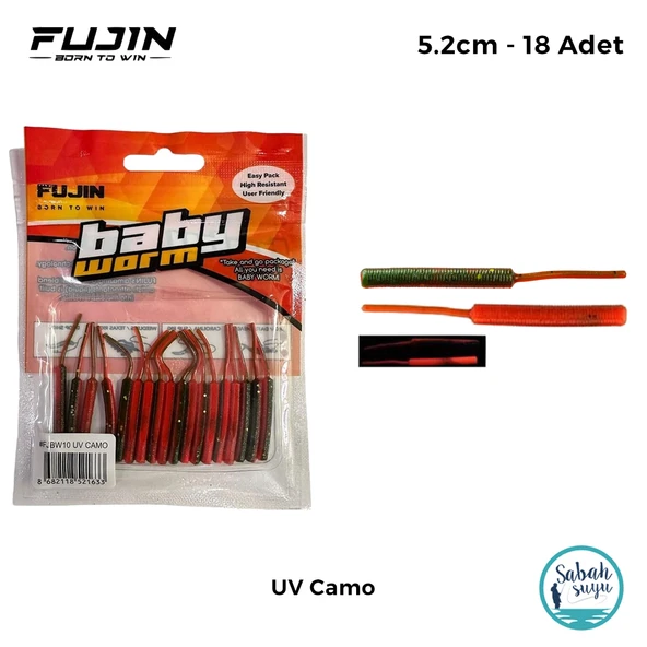 Fujin Baby Worm LRF Silikon 5.2 cm UV Camo (18 Adet) ürün görseli 1