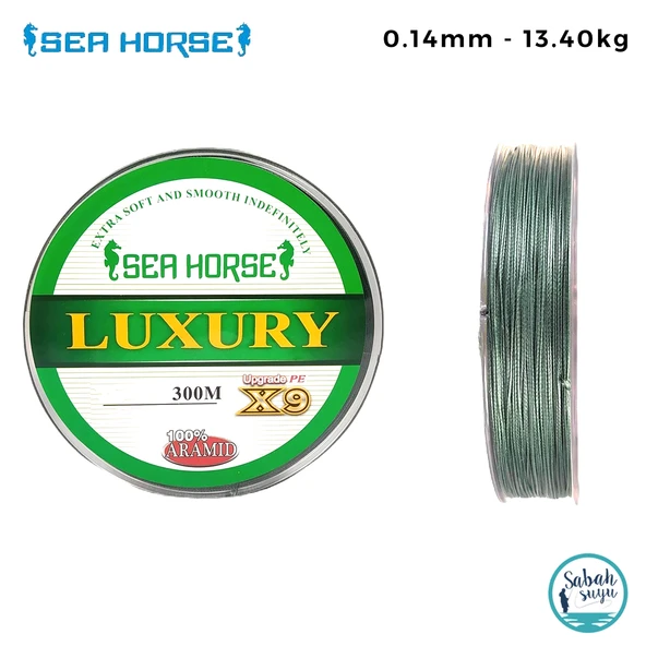Sea Horse Luxury X9 İp Misina 0.14mm 13.40kg 300mt Yeşil ürün görseli 1