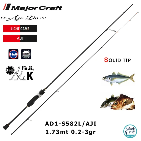 Major Craft 1G Ajido AD1-S582L/AJI Solid 1.73mt 0.2-3gr (2P) LRF Kamış ürün görseli 1