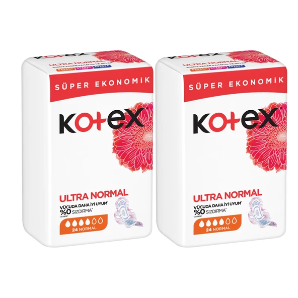 Kotex Ultra Normal Hijyenik Ped 24'lü x 2 Paket (Toplam 48 Ped) Süper Ekonomik Avantaj Paketi ürün görseli 1