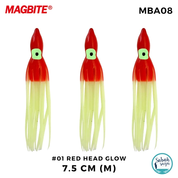 Magbite Tako Bait Silikon Ahtapot M 7.5cm #1 Red Head Glow (3 Adet) ürün görseli 1