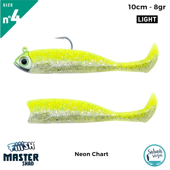 Fiiish Master Shad MS100/4 MS4549 Combo Light 10cm 8gr Neon Chart ürün görseli 1