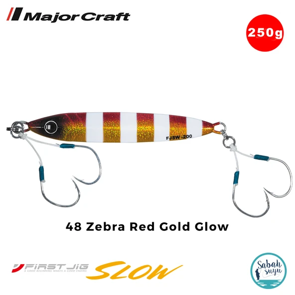 Major Craft First Jig Slow FJSW-250gr #48 Zebra Red Gold Glow ürün görseli 1