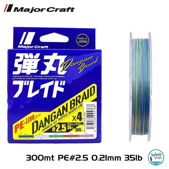 Major Craft Dangan Braid 4X İp Misina PE 2.5 0.21mm 35lb/15.5kg 300mt Multi ürün görseli 1