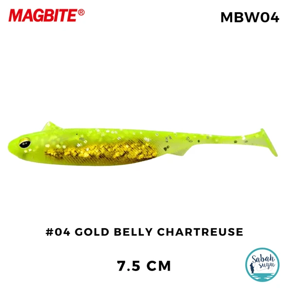 Magbite Snatch Bite Shad 7.5cm #04 Gold Belly Chartreuse Silikon Balık (5 Adet) ürün görseli 1