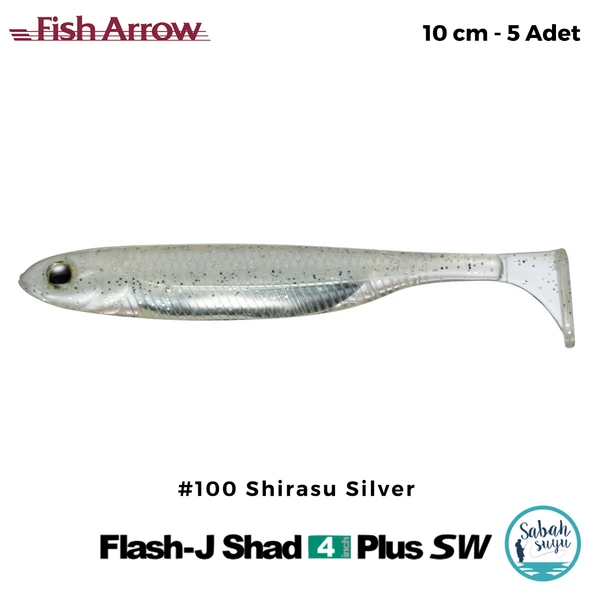 Fish Arrow Flash J Shad Plus SW 10cm (4'') #100 Shirasu Silver Silikon Balık (5 Adet) ürün görseli 1