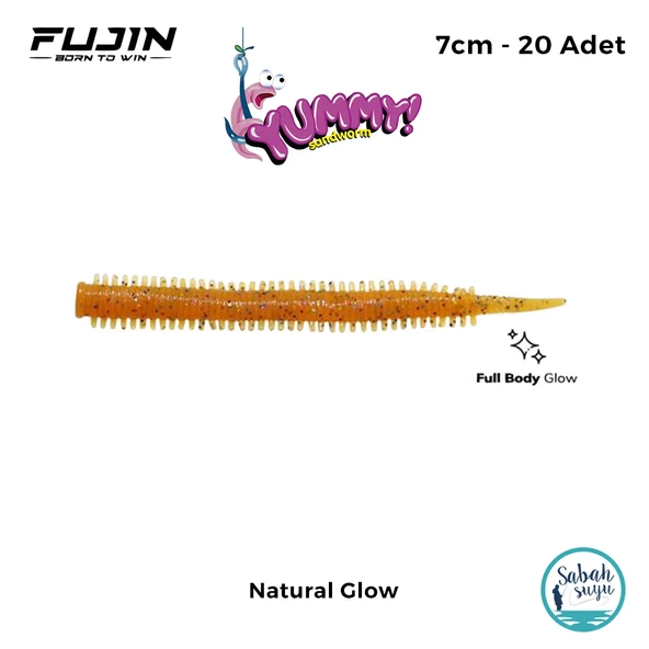 Fujin Yummy Sandworm LRF Silikon 7 cm Natural Glow (20 Adet) ürün görseli 1