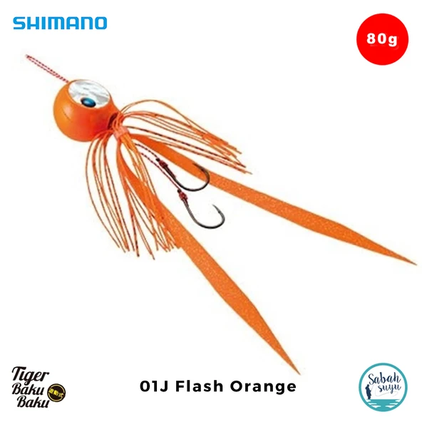 Shimano Engetsu Tiger Baku Baku Tai Rubber Jig 80gr 01J Flash Orange ürün görseli 1