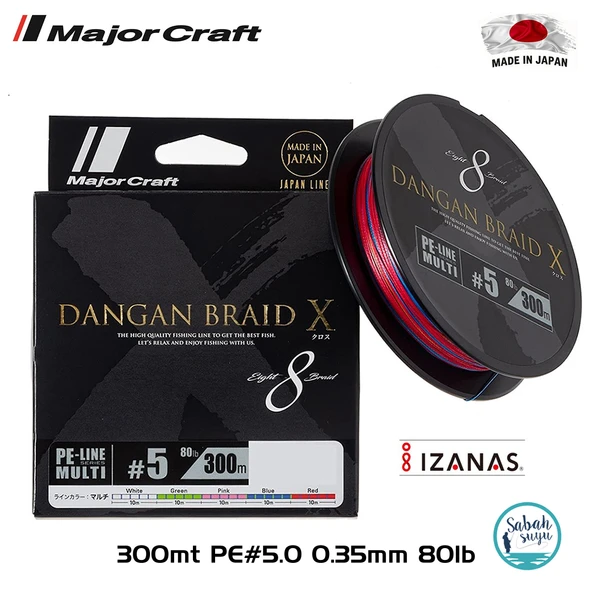 Major Craft Dangan Braid X 8X İp Misina PE 5.0 0.35mm 80lb/36.3kg 300mt Multi ürün görseli 1