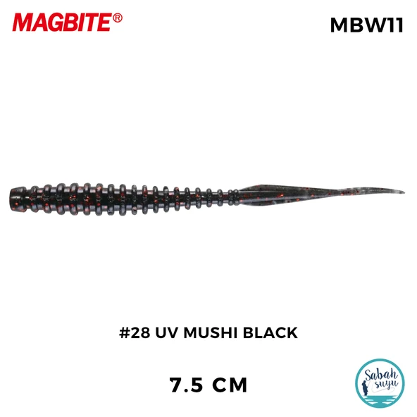 Magbite Tai Rubber Booty Boost 7.5cm #28 UV Mushi Black Kokulu Silikon Yem (6 Adet) ürün görseli 1