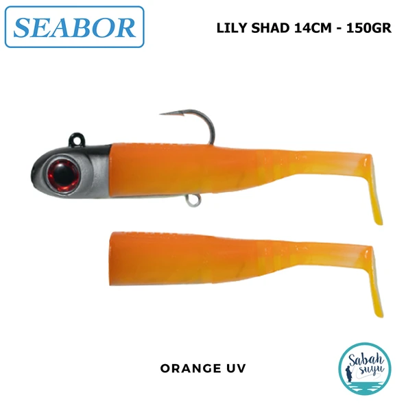 Seabor Lily Shad Silikon Balık 150gr 14cm Combo (2+1) Orange UV ürün görseli 1