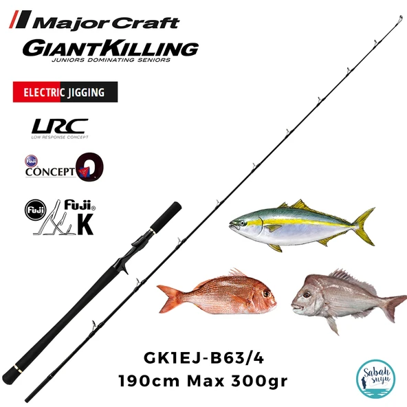 Major Craft Giant Killing 1G GK1EJ-B63/4 190cm Max 300gr (S2P) Tetikli Jigging Kamış ürün görseli 1