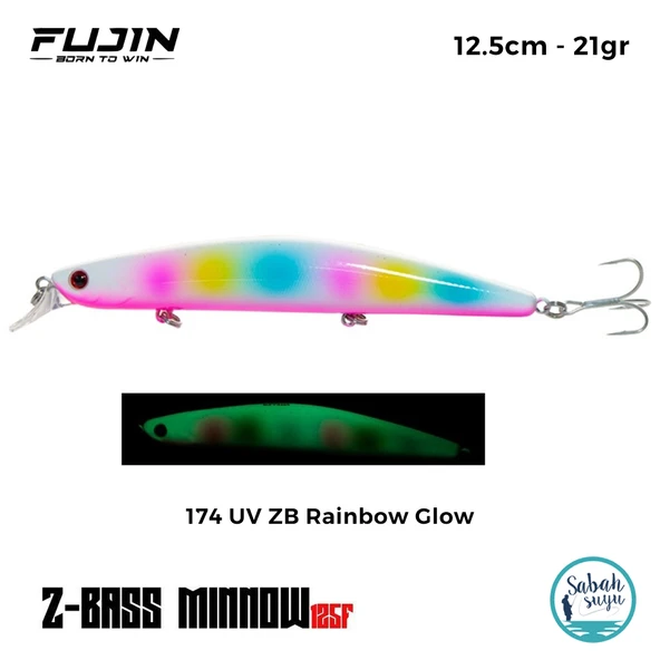 Fujin Z-Bass Minnow 125F 12.5cm 21gr #174 UV ZB Rainbow Glow Maket Balık ürün görseli 1