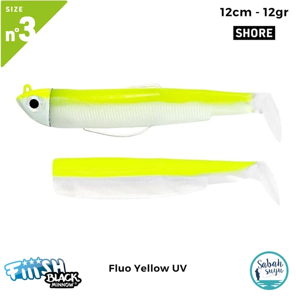 Fiiish Black Minnow BM120/3 BM3015 Combo Shore 12cm 12gr Fluo Yellow UV ürün görseli 1