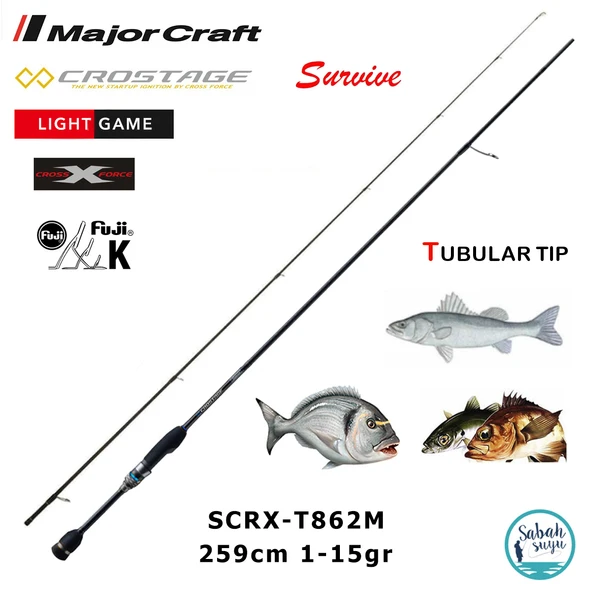 Major Craft Crostage Survive SCRX-T862M Tubular 2.59mt 1-15gr (2P) LRF+Microjig Kamış ürün görseli 1