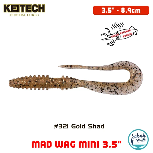 Keitech Mad Wag Mini 8.9cm (3.5") #321 Gold Shad Kokulu Silikon Kurt ürün görseli 1
