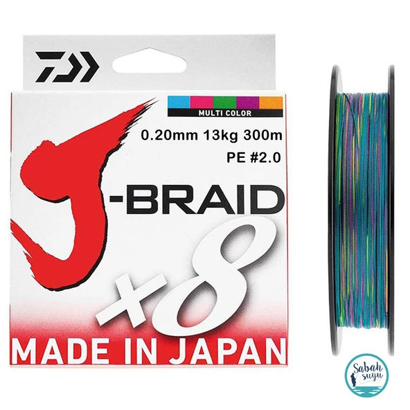 Daiwa J-Braid PE 8X İp Misina 0.20mm 13kg 300mt Multicolor ürün görseli 1