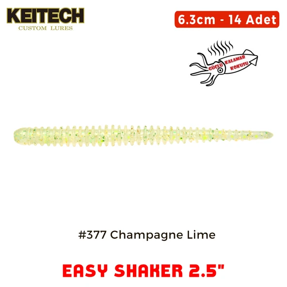 Keitech Easy Shaker 6.3cm (2.5") #377 Champagne Lime Kokulu Silikon Kurt ürün görseli 1