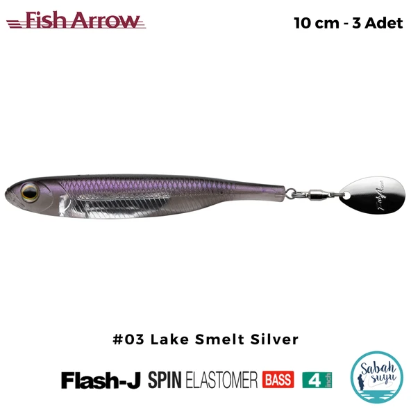 Fish Arrow Flash J Spin Elastomer 10cm (4'') #03 Lake Smelt Silver Silikon Balık (3 Adet) ürün görseli 1