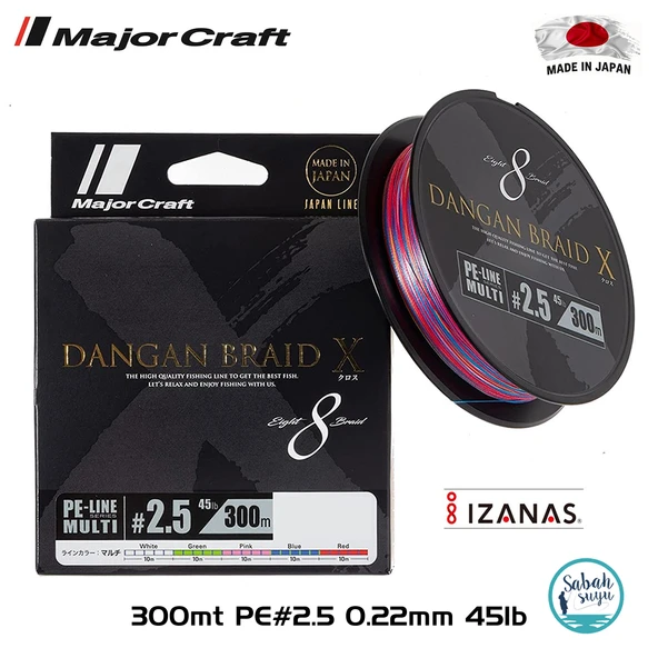 Major Craft Dangan Braid X 8X İp Misina PE 2.5 0.22mm 45lb/20.4kg 300mt Multi ürün görseli 1
