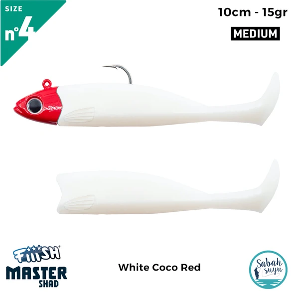 Fiiish Master Shad MS100/4 MS4520 Combo Medium 10cm 15gr White Coco Red ürün görseli 1