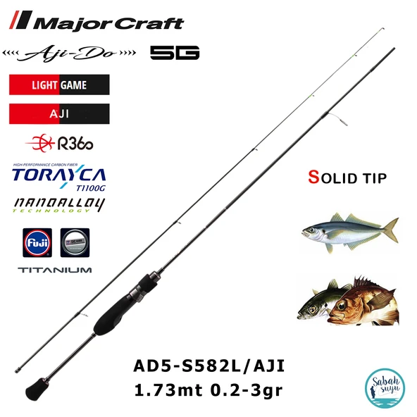 Major Craft 5G Ajido AD5-S582L/AJI 1.73mt 0.2-3gr (2P) LRF Kamış ürün görseli 1