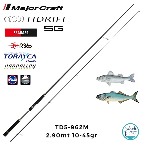 Major Craft Tidrift 5G TD5-962M Seabass 2.90mt 10-45gr (2P) Spin Kamış ürün görseli 1