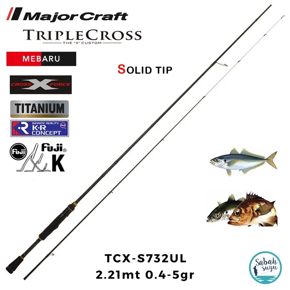 Major Craft Triple Cross TCX-S732UL Mebaru Solid 2.21mt 0.4-5gr (2P) LRF Kamış ürün görseli 1