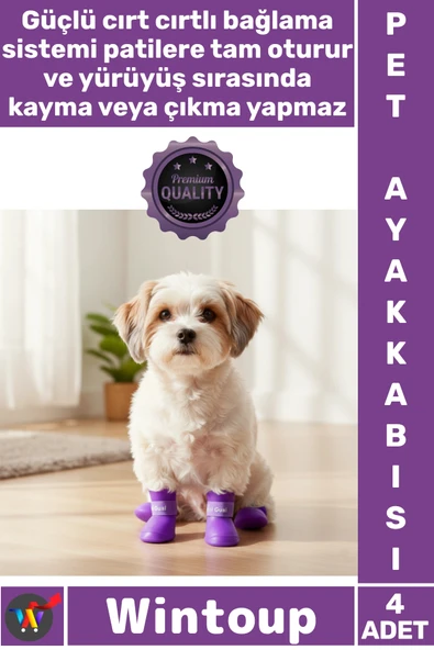 #Ayakkabı Cırt Cırtlı Küçük Irk Su Geçirmez Esnek Rahat Patik Koruyucu Silikon Kedi Köpek Ayakkabısı ürün görseli 1
