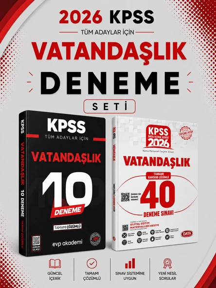 Data 2026 KPSS Vatandaşlık 40 Deneme & KPSS Vatandaşlık 10 Deneme EVP Akademi Seti ürün görseli 1
