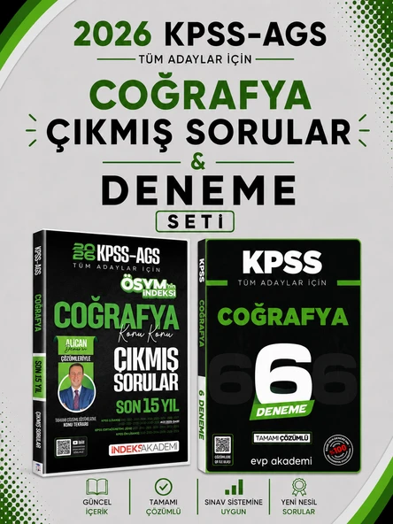 İndeks 2026 KPSS Coğrafya Çıkmış Sorular & KPSS Coğrafya 6 Deneme EVP Akademi Seti ürün görseli 1