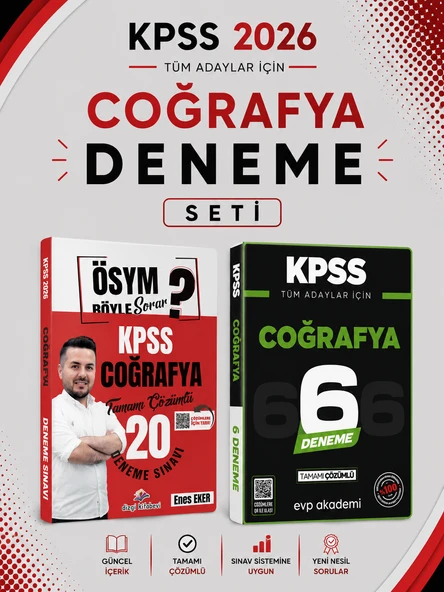Dizgi 2026 KPSS Coğrafya 20 Deneme & KPSS Coğrafya 6 Deneme EVP Akademi Seti ürün görseli 1