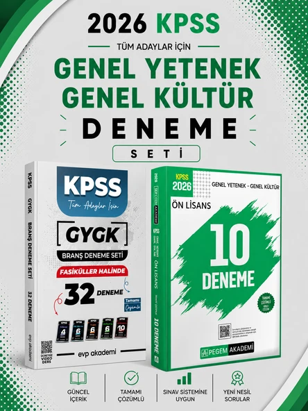 Pegem 2026 KPSS GKGY Ön Lisans 10 Deneme & EVP Akademi KPSS Tüm Dersler 32 Deneme Seti ürün görseli 1