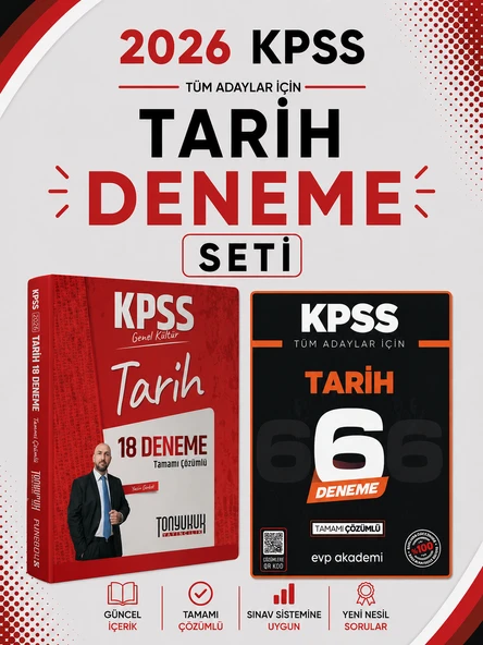Tonyukuk Yayınları 2026 KPSS Tarih 30 Deneme & KPSS Tarih 6 Deneme EVP Akademi Seti ürün görseli 1