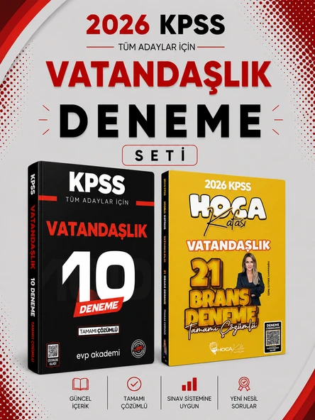 Hoca Kafası 2026 KPSS Vatandaşlık 21 Deneme & KPSS Vatandaşlık 10 Deneme EVP Akademi Seti ürün görseli 1