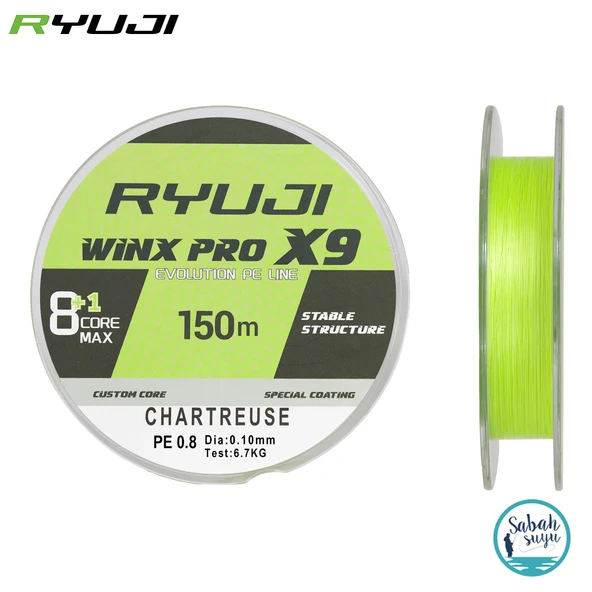 Ryuji Winx Pro X9 İp Misina 150mt PE 0.8 0.10mm 6.7kg A.Yeşil ürün görseli 1