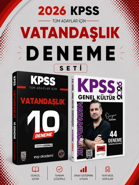 Yargı 2026 KPSS Vatandaşlık 44 Deneme & KPSS Vatandaşlık 10 Deneme EVP Akademi Seti ürün görseli 1