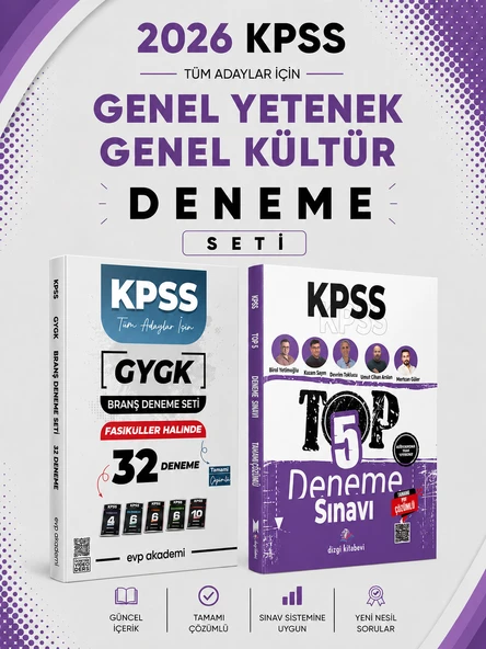 Dizgi Kitap 2026 KPSS Top 5 Deneme & EVP Akademi KPSS Tüm Dersler 32 Deneme Seti ürün görseli 1
