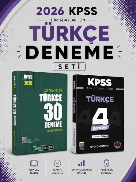 Pegem 2026 KPSS Türkçe 30 Deneme & KPSS Türkçe 4 Deneme EVP Akademi Seti ürün görseli 1