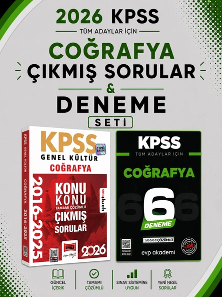 Yargı 2026 KPSS Coğrafya Çıkmış Sorular & KPSS Coğrafya 6 Deneme EVP Akademi Seti ürün görseli 1